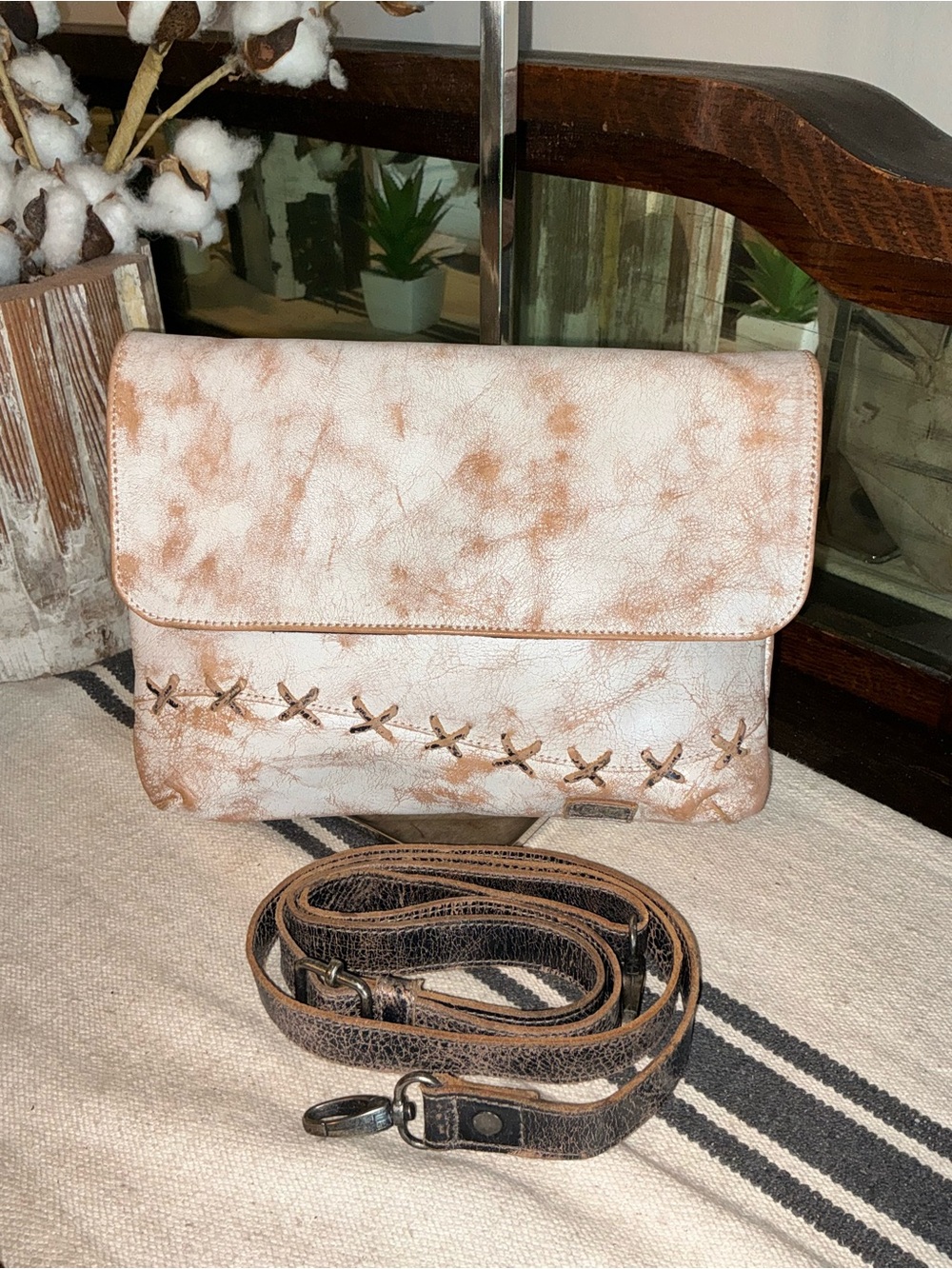 Bed Stu Cleo Leather Crossbody Shoulder Bag Nectar Lux Black Rustic MSRP $215